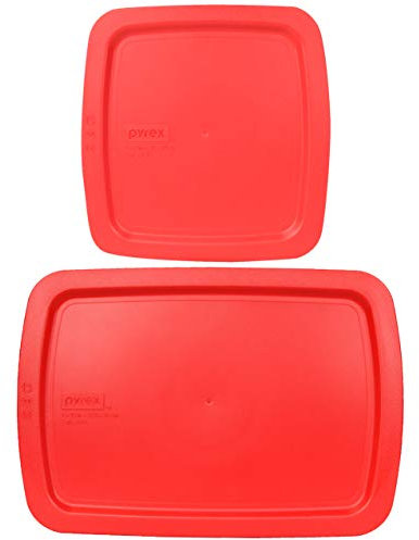 Pyrex C-222-PC 2qt und C-233-PC 3qt rot Easy Grab Kunststoff-Ersatzdeckel, hergestellt in den USA