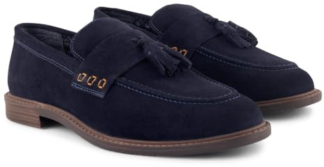 Silver Street London Men's Charleston Suede Tassel Loafers – Premium Soft Leather Slip-On Shoes with Cushioned Footbed, Hand-Stitched Details & Low Stacked Heel for Smart-Casual Everyday Wear