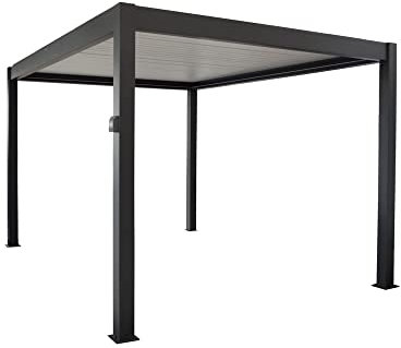 Pergola autoportée Bioclimatique Autonome Zéphir 3 x 4 m Solaire en Aluminium - Grey