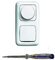 Busch Jäger 6523U-102 LED Drehdimmer Dimmer + Dimmerscheibe 2115-214 und Lichtschalter 2000/6 US in Reflex Si alpinweiß glänzend inklusive EBROM Phasenprüfer zur Montage der Geräte (6523 U – 102)