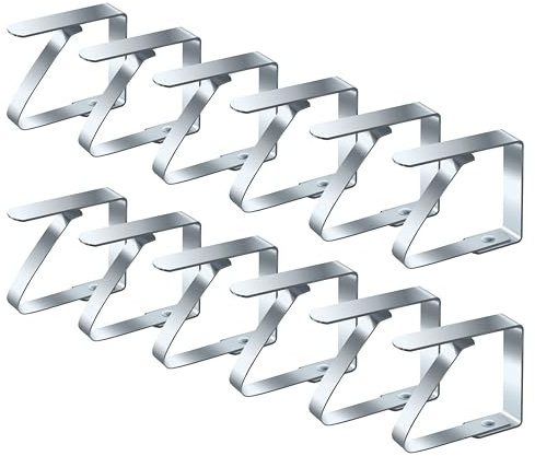 Vaily Tischtuchklammer Edelstahl 12er Set - Tischdeckenklammer für Picknicks, Grillen, Parties und Weihnachtsfeiern - Tischtuch Clips für Tischplatten bis 3 cm Stärke