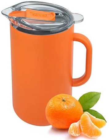 Served Premium Insulated Pitcher (2L/66oz) - Double Walled, Copper Lined Stainless Steel Pitcher with Lid - Vacuum Insulated Carafe for Hot Coffee, Tea, Iced Drinks, Water, Cocktails, and More