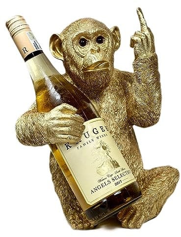 Darthome Wine Holder Gold Up Yours Monkey Resin Single Bottle Storage Novelty Ornament