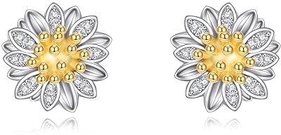 Sonnenblume Ohrstecker vergoldet Sterling Silber vergoldet Blume Schmuck Geschenke für Frauen Mädchen