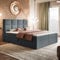 MOTIVENA Alfa Boxspringbett 160x200 mit Bettkasten und Topper, Polsterbett 160x200 mit Bettkasten, Taschenfederkern-Matratze (H3), T28 Komfortschaumstoff Topper (H3), Samt, Grau (Anthrazit)