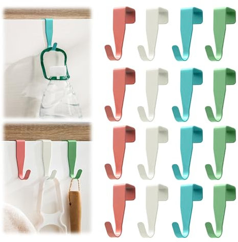 Vordpe 16 ganci per porta in acciaio inox, ganci colorati per abiti in acciaio inox, 4 colori, ganci da appendere, ganci per finestra per porta dell'armadio e della stanza