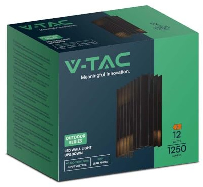 V-TAC LED-Wandleuchten - Up Down Wandleuchte - IP65 - Schwarzes Gehäuse - 12 Watt - 1250 Lumen - 3000K