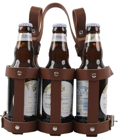 FENOHREFE Porte-bouteille de vélo en cuir pour bouteille de bière pliable facile à utiliser