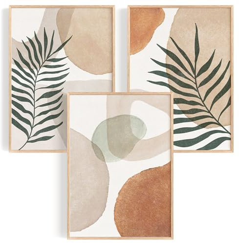 OHBIMBA® Sets Von 3 Poster & Kunstdrucke Zum Einrahmen - Zimmer Deko Und Wanddeko Wohnzimmer - Deko Wohnzimmer und Bilder Schlafzimmer - Abstrakt Boho Deko - 30x40 cm - Ohne Bilderrahmen
