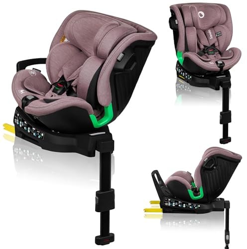 LIONELO HARMONY I-SIZE Drehbarer Kindersitz 360° für Kinder von 40-150 cm | Montage mit ISOFIX + Stabilisierungsbein, Kopfstützen- und Rückenverstellung, Dri-Seat Reduktionseinlage