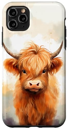 iPhone 11 Pro Max Highland Cow Watercolor Art Case
