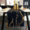 Jayusaror Tischläufer Modern Herbst Schwarz und Gold Leinen Marmor Goldene Textur Abstrakte Kunst Waschbarer Tischläufer für Kaffee, Esszimmer, Kommode, Beistelltisch, Schlafzimmer, 40 x 140 cm