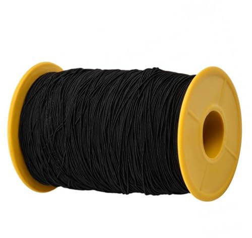 Dokeno Cordons Elastique 0.5mmx320m Fil Tressé pour Collier Cordon d'Artisanat Extensible Corde Élastique à Perles pour Bracelets, Bijoux, Bricolage Artisanat (Noir)