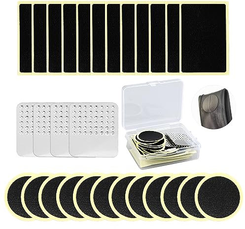REBECASKYENS 28 Pieces Bicycle Tire Repair Kit Glue-Free Self-Adhesive Patches Round And Square Bicycle Inner Tube Repair, Travel Fit For Road Bike And Mountain Bike Tires