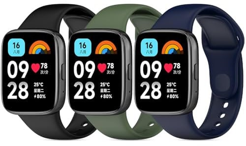 RenSheng 3 Pezzi Cinturini Sportivi per Redmi Watch 3 Active, Braccialetto in Silicone Colorato Compatibili con Redmi Watch 3 Active Cinturino