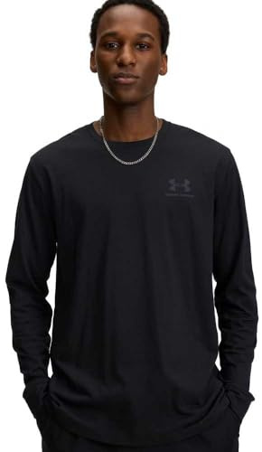Under Armour Herren Sportstyle Left Chest Kurzarmshirt, weiches Sportshirt mit Logo und Rundhals, schnelltrocknendes Funktionsshirt aus Baumwollmix,Black / / Pitch Gray,LG