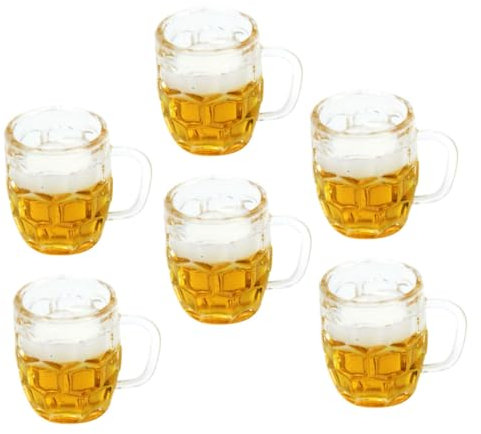 DRESSOOS 6 Stück Mini Simulations Bierkrug Aus Harz Miniatur Bierglas Für Puppenhaus Bayern Bierkrug Dekorationen Spielzeug Bierkrüge Für Sammler Und Bastler