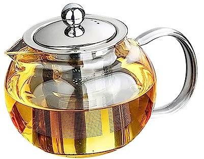 MOLUCKFU Glas Teekanne Mit Sieb Aus Edelstahl Hitzebeständige Teekanne Aus Borosilikatglas Zum Zubereiten Und Servieren Von Heißen Und Kalten Getränken