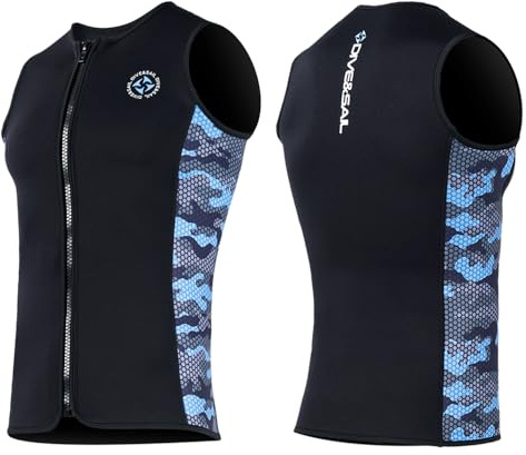 Neopren Weste und Tauchtop, 3mm ärmelloses Nassanzug-Oberteil mit vorderem Reißverschluss und Flachnaht für Tauchen, Schwimmen, Kajaken und Surfen