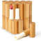 12 Stück Leer Lippenstift Kunststoff Lippenstifthülsen mit Bambusschale, MERYSAN 5ml Nachfüllbar Leer Lippenbalsam Hülsen DIY Lippen Balm Tubes Container Hausgemachte Lippenbalsams (Weiß)
