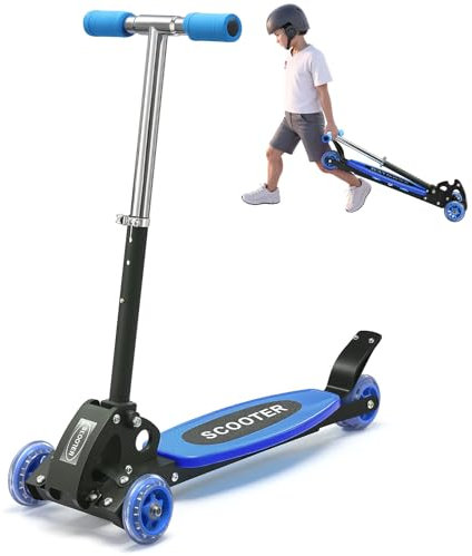 Kinderroller für Kleinkinder, Faltbarer Dreirad-Lean-to-Steer-Roller für Kinder von 3-5 Jahren, Hochwertiger Scooter Kinder, 4-Fach Höhenverstellbar, Roller Kinder 3 Jahre, mit Karton