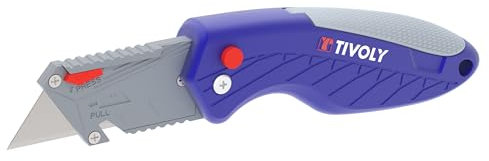 TIVOLY - Cutter Pliable - Ouverture/Fermeture Facile - Attache Ceinture Intégrée - Prise en Main Ergonomique et Antidérapante - Finition Haute Qualité en Aluminium - Espace Coupe Fil