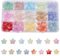 GOMAKERER 300pcs Perles de Fleurs en Verre 15 couleurs Perles de Cerisier en Fleurs Dégradées à 5 pétale Colorées de Cloche en Cristal pour la Fabrication de Bijoux Colliers Bracelets