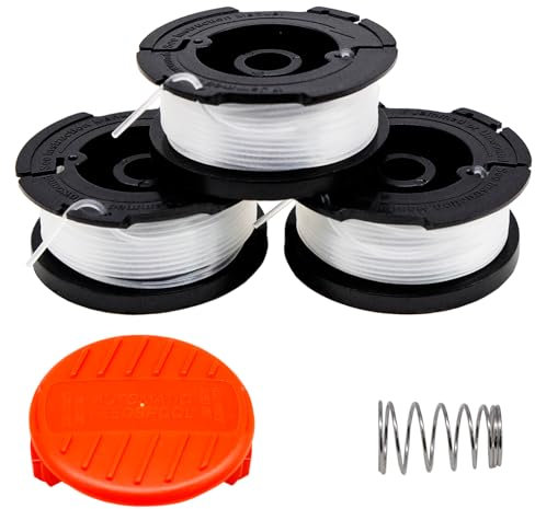 YHSKJCD 4 Pack String Trimmer Replacement Spool Compatible with Black+Decker, 30ft 0.065 AF-100 Autofeed Replacement Spools, Compatible with Black+Decker String Trimmers, 3 Line Spools+1 Springs