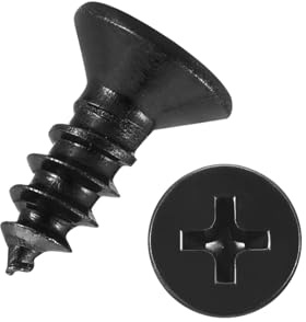 Kozelo 100pcs Phillips Flat Head Wood Screws - [ST3x6mm] Carbon Steel Countersunk Self Tapping Screws for Furniture Assembly, Interior Trim, Outdoor Construction, Black
