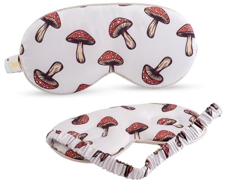SMUG Cloud Padded Satin Sleep Masks | Skin & Hair Friendly | Improve Sleeping | Plush Eye Cushions for Women & Men | Elasticated Strap | Premium Comfort | Home & Travel | Toadstool