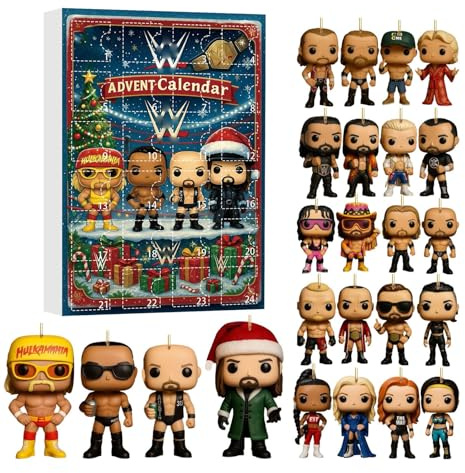 Wrestling Champion 2025 Adventskalender, 2D Acryl Design, 24 Tage Weihnachten Countdown Kalender Mit 24 Legenden Und Champions, Champions Figuren Adventskalender, Geschenke Für Fans Und Sammler