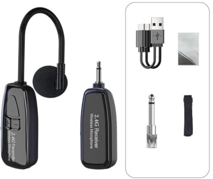 Helilyco Kabelloses Clip-On-Mikrofon für Saxophon, Trompete und Posaune, 48,8 m Reichweite, 400 mAh wiederaufladbar, Hypernierenmuster