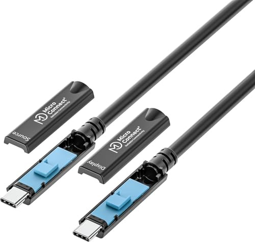 NexaCore Cable USB-C a USB-C de Fibra Óptica 15m, USB 3.2 Gen 2, 10Gbps, Video 8K, Power Delivery 40W, Bidireccional, Negro