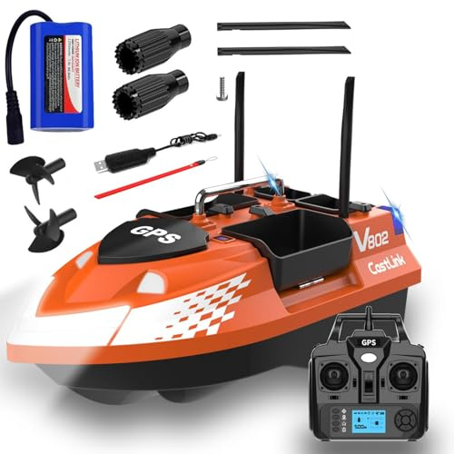 Fishing Bait Boat with GPS, Smart RC Speedboat, 500M Remote Control, 3KG Capacity, LED Lights, 160 Baiting Points for Carp Fishing