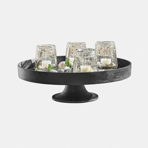 Loberon Etagere Varelle - Große Tellerfläche mit Rand - Mattes Finish - Schlichtes Design - Dekoration - Tischaccessoire - Aluminiumguss, schwarz