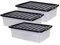 32L 32 Litre Large Big Plastic Storage Clear Box Strong Stackable Container & Lids - Set of 3 Boxes