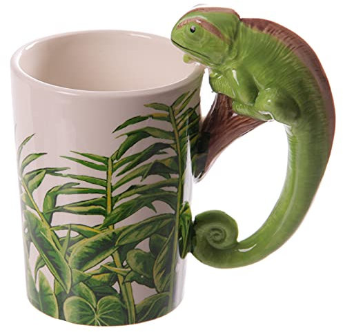 Puckator Chameleon Ceramic Shaped Handle Tea Coffee Mug - Funny Home Accessories - Cute Gifts for Girlfriend - Large Mugs for Men Women Hot Drinks - Cute Cups Presents - Secret Santa Gift - Cup Set