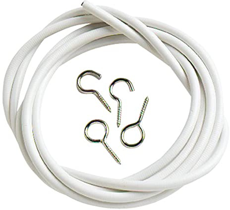 Merriway BH03868 Plastic Coated Curtain Wire with 2 Each Hooks and Eyes, 90 cm (36 inch) , White
