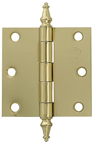 Amig - Bisagra con Remate - 76 x 76 x 1,6 mm - Diámetro del Eje 6 mm - Modelo 1011 - Acero - Acabado Latonado Barnizado - Canto Cuadrado - Pasador Desmontable