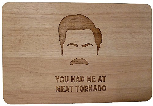 Fastcraft Ron Swanson Meat Tornado Gift Wooden Chopping Cutting Cheese Board Place MAT Engraved Wood Baking Present (Premium Hardwood 24x17x1.5 cm)
