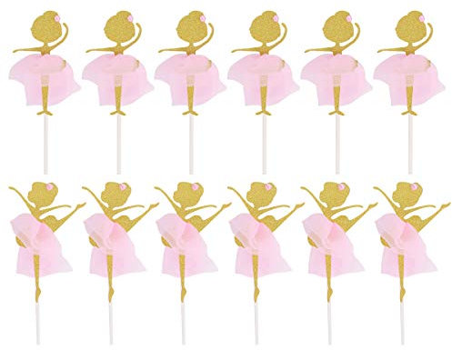 Toyandona 12 Stück Gold Glitter Exquisite Tanzende Mädchen Ballerina Cupcake Topper Cake Picks für Geburtstag Party Hochzeit Brautparty Party Dekorationen