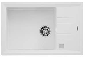 Teka 115330040 - Fregadero de cocina hecho de granito (granito) con un solo cuenco piedra 60 S-TG-blanco-115330040, color blanco