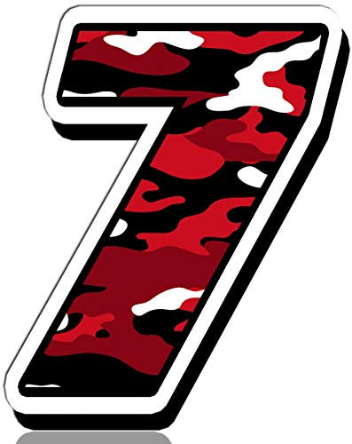 Biomar Labs® Adesivo Sticker Numero Racing 7 Gara Camouflage Mimetico Militare Rosso Auto Moto Cross Rally Sport Tuning N 227