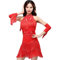 G-LIKE Damen Latein Tanzkleid Kostüm - Modern Dance Walzer Tango Latin Swingtanz Party Salsa Tango Dekoration Zubehör Pailletten Milchseide Trikot Rock Frauen Kleider (Rot, XXXL)