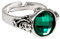 Boland 74129 - Ring Pirat, silber-grün, für Erwachsene, Modeschmuck, Fingerring mit Stein und Totenköpfen, Karneval, Fasching, Fastnacht, Mottoparty, Halloween