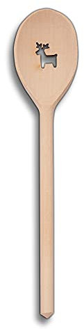 10x HOFMEISTER® Kochutensilien Löffel oder Pfannenwender mit Motiv aus Holz (Ovaler Kochlöffel/Rentier)