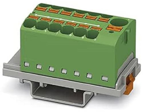 PHOENIX CONTACT PTFIX 10/12X4-NS35 GN Verteilerblock, Anzahl der Anschlüsse 13, Querschnitt 0,5 mm² - 10 mm², AWG 20 - 6, Breite 28,6 mm, Grün, 8 Stück