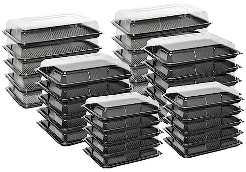 Caterline Food Platter Trays with Lids - Perfect for Catering Events, Buffets, Parties, Sandwiches & Salads. All Platters are Stackable, Reusable, Durable & BPA-Free - Pack of 10 Small, Medium & Large