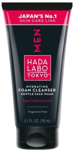 Hada Labo Tokyo Männer Gesichtswäsche Feuchtigkeitsspendender Reinigungsschaum mit Hyaluronsäure für strahlende Haut