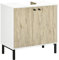 kleankin Mobile Bagno Sotto Lavabo a 2 Ante con Ripiano Interno in Truciolato e Acciaio, 60x30x60 cm, Bianco e Rovere